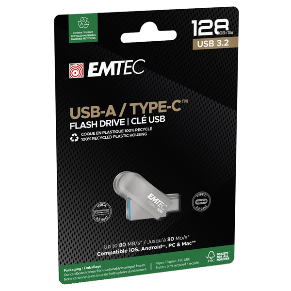  Emtec - Memoria Type C - C280 - 128GB - ECMMD128GC283 
