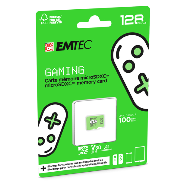  Emtec - MSD Gaming UHS-I U3 V30 A1 - Verde - 128GB - ECMSDM128GXCU3G 