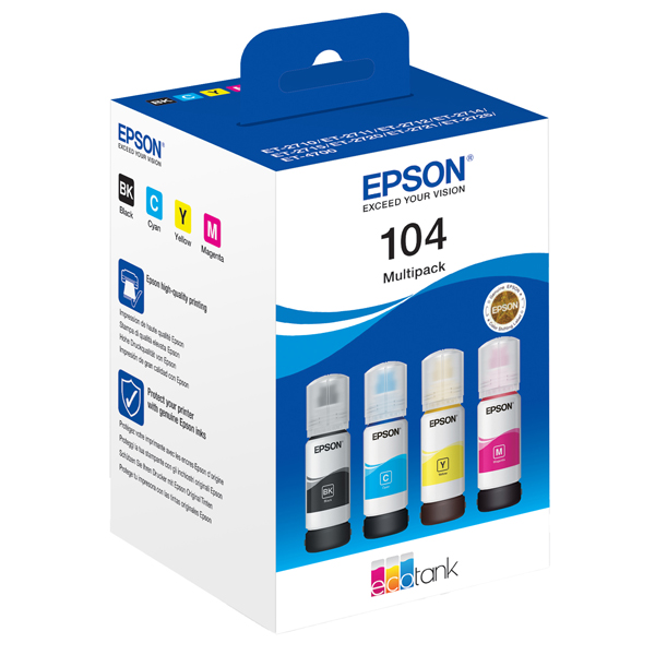  Epson - ECOTANK 104 MULTIPACK - BK/C/M/G - C13T00P640 