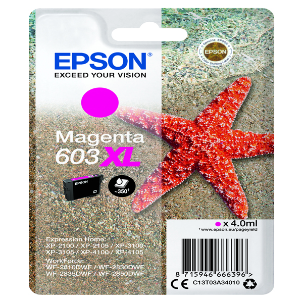 Epson - Cartuccia ink - 603XL - magenta - C13T03A34010 - 350 pag 