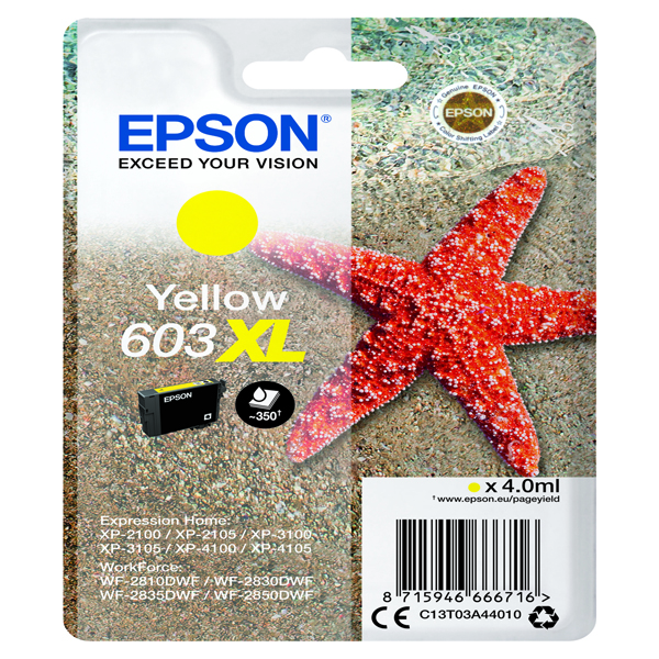  Epson - Cartuccia ink - 603XL - giallo - C13T03A44010 - 350 pag 