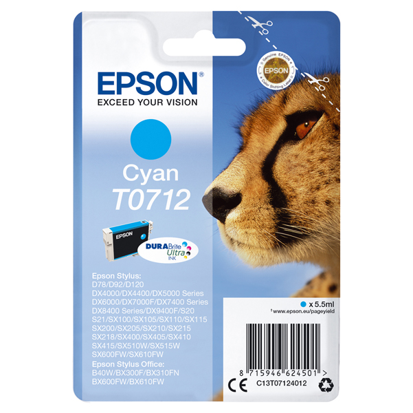  Epson - Cartuccia ink - Ciano - T0712 - C13T07124012 - 5,5ml 