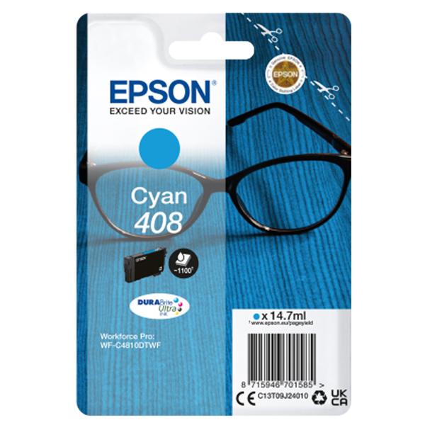  Epson - Cartuccia DuraBrite Ultra 408 - Ciano - C13T09J24010 