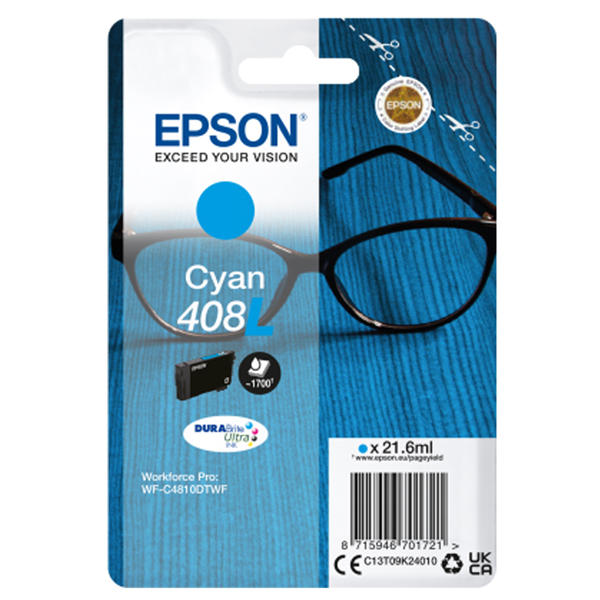  Epson - Cartuccia DuraBrite Ultra 408L - Ciano - C13T09K24010 