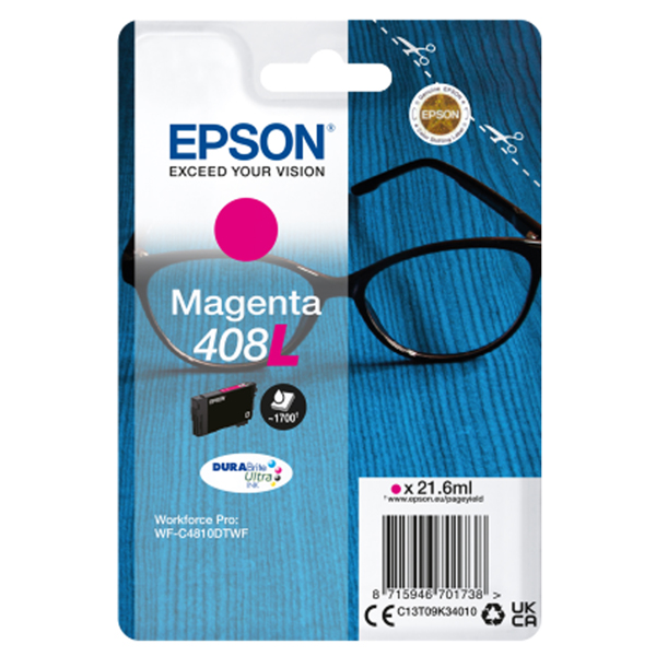  Epson - Cartuccia DuraBrite Ultra 408L - Magenta - C13T09K34010 
