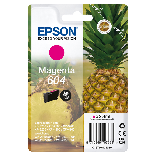  Epson - Cartuccia - Magenta - 604 - C13T10G34010 - 2,4 ml 