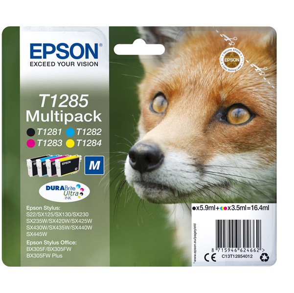  Epson - Multipack Cartuccia ink - C/M/Y/K - T1285 - C13T12854012 - C/M/Y 3,5ml cad - K 5,9ml 
