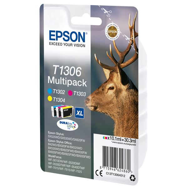  Epson - Multipack Cartuccia ink - C/M/Y - T1306 - C13T13064012 - 10,1ml cad 