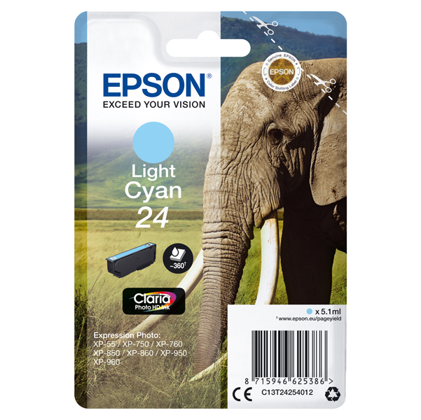  Epson - Cartuccia ink - 24 - Ciano chiaro - C13T24254012 - 5,1ml 