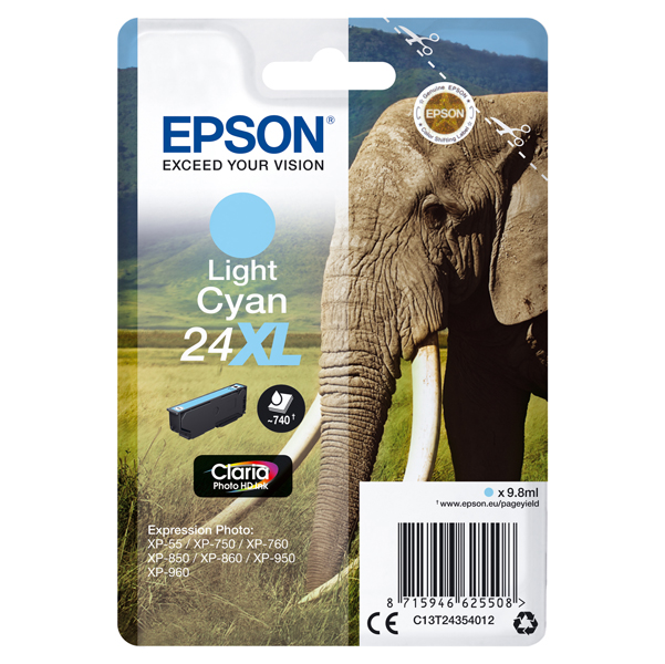  Epson - Cartuccia ink - 24XL - Ciano chiaro - C13T24354012 - 9,8ml 