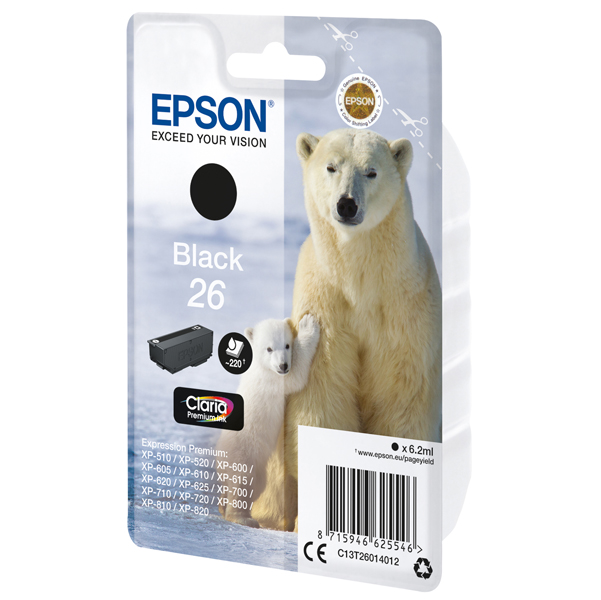  Epson - Cartuccia ink - 26 - Nero - C13T26014012 - 6,2ml 