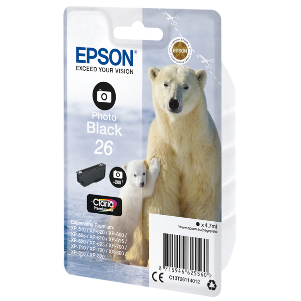  Epson - Cartuccia ink - 26 - Nero Photo - C13T26114012 - 4,7ml 