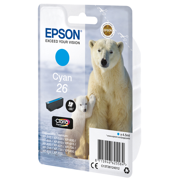  Epson - Cartuccia ink - 26 - Ciano - C13T26124012 - 4,5ml 