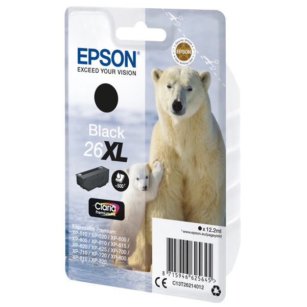  Epson - Cartuccia ink - 26XL - Nero - C13T26214012 - 12,2ml 