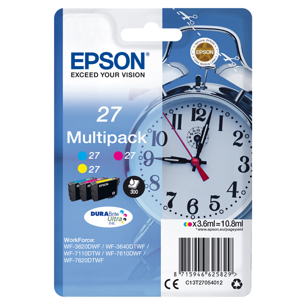  Epson - Confezione Cartuccia ink - 27 - C/M/Y - C13T27054022 - 3,6ml cad 