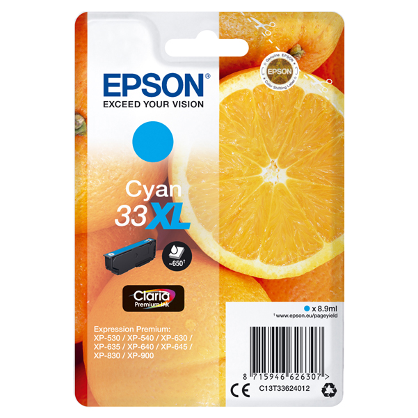  Epson - Cartuccia ink - 33XL - Ciano - C13T33624012 - 8,9ml 