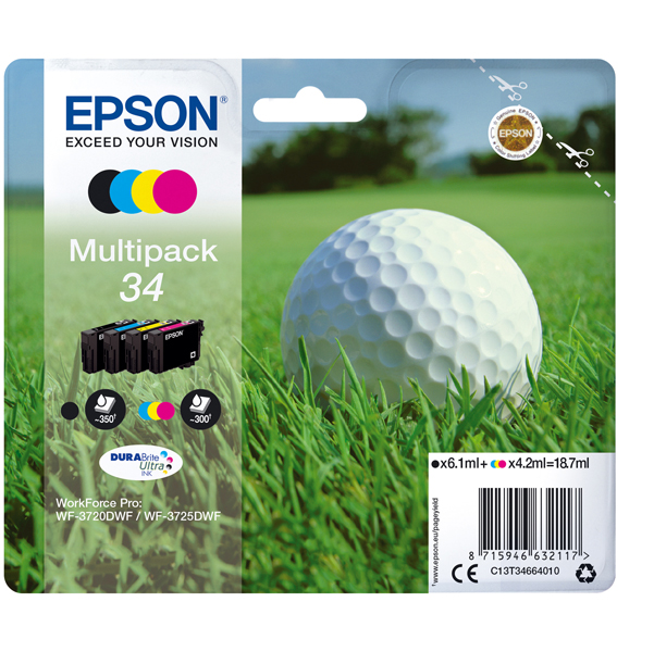  Epson - Cartuccia ink - 34 - C/M/Y/K - C13T34664010 - C/M/Y 4,2ml - K 6,1ml 