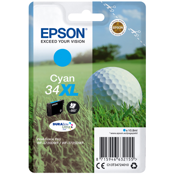  Epson - Cartuccia ink - 34XL - Ciano - C13T34724010 - 10,8ml 