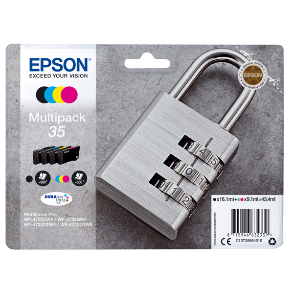  Epson - Cartuccia ink - 35 - C/M/Y/K - C13T35864010 - C/M/Y 9,1ml - K 16,1ml 