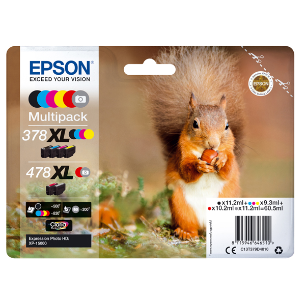  Epson - Multipack Cartuccia ink - 378XL/478XL - C/M/Y/K/R/G - C13T379D4010 - C/M/Y 9,3ml - K/R 11,2ml - R 10,2ml 