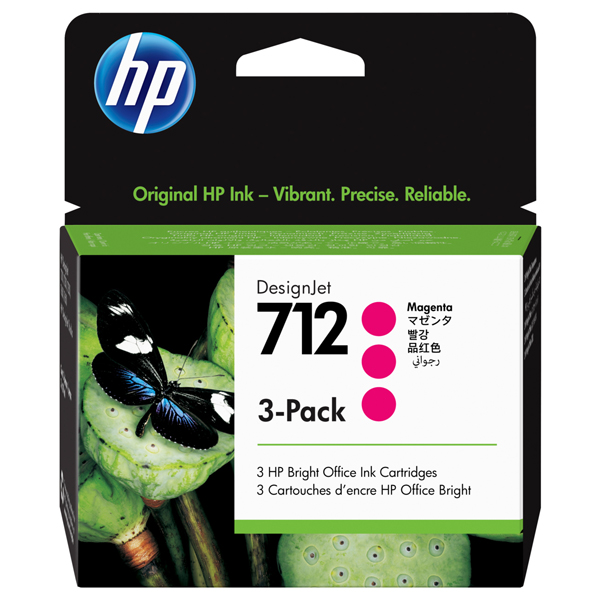  Hp - Conf. 3 Cartucce ink originale - 712 - Magenta - 3ED78A - 29 ml cad 