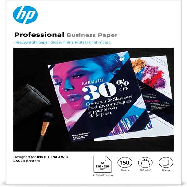  Hp - Confezione da 150 fogli carta professionale lucida HP per getto d'inchiostro A4 - 3VK91A 