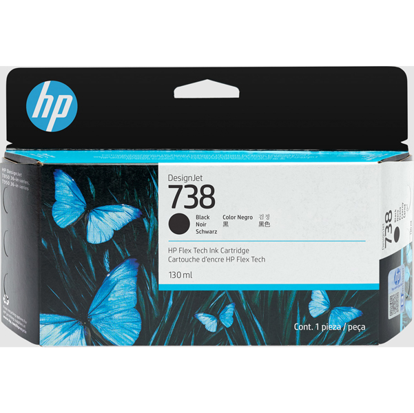  Hp originale - Cartuccia Ink DesignJet 738 - Nero - 498N4A - 130ml 