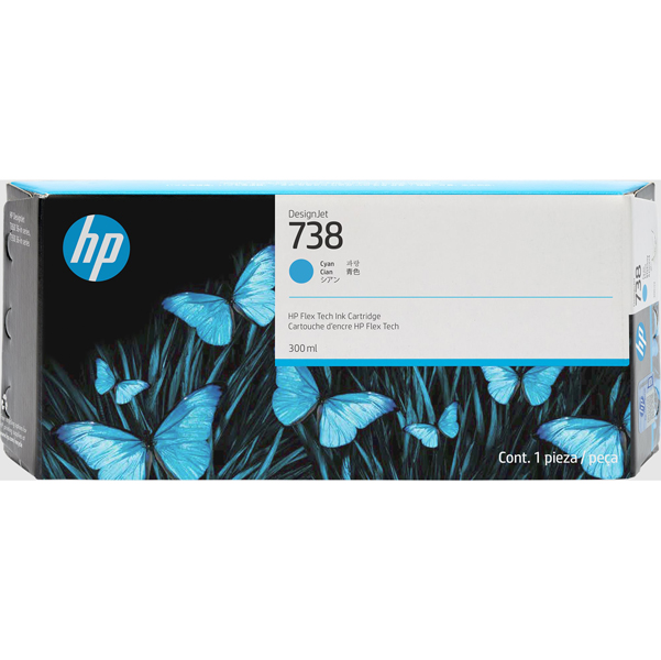  Hp - Cartuccia DesignJet Ink 738 - Ciano - 676M6A - 300ml 