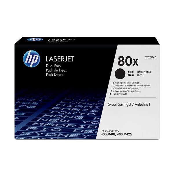  Hp - Confezione 2 Toner originale - 80X - Nero - CF280XD - 6.900 pag cad 