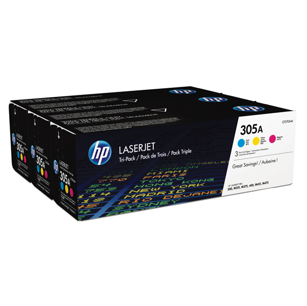  Hp - Confezione 3 Toner originale - 305A - C/M/Y - CF370AM - 2.600 pag cad 