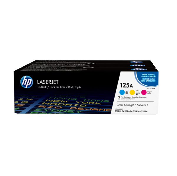 Hp - Confezione 3 Toner originale - 125A - C/M/Y - CF373AM - 1.400 pag cad 