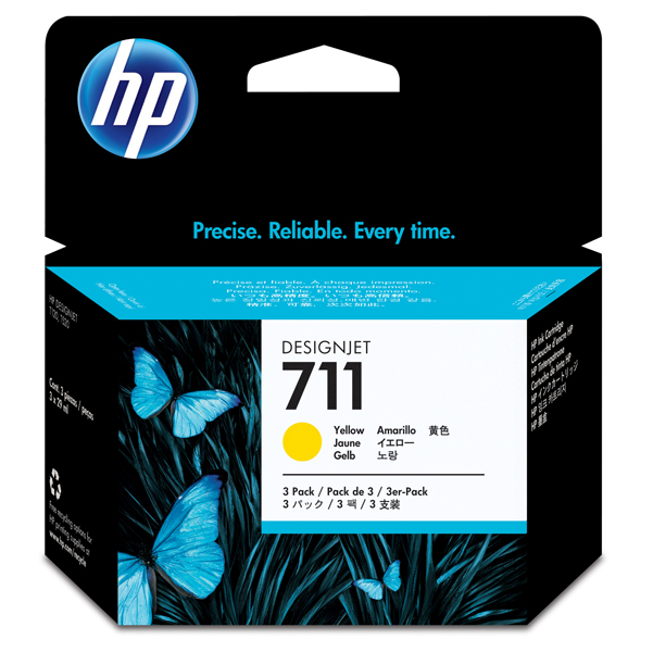  Hp - Confezione 3 cartucce ink originale - 711 - Giallo - CZ136A - 29ml cad 