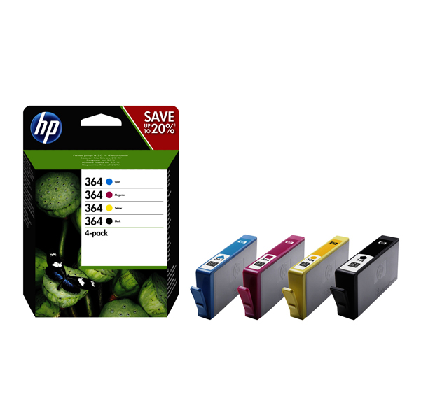  Hp - Confezione 4 cartucce ink originale - 364 - C/M/Y/K - N9J73AE - C/M/Y 300 pag cad / K 250 pag 
