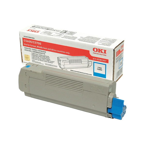  Oki - Toner - Ciano - C5600 C5700 - 43381907 - 2.000 pag 
