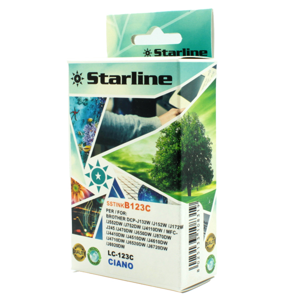  Starline - Cartuccia ink - per Brother - Ciano - LC123C - 10ml 