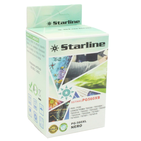  Starline - Cartuccia compatibile PG-560XL - Nero - JRCA560XLB - 350 pag 