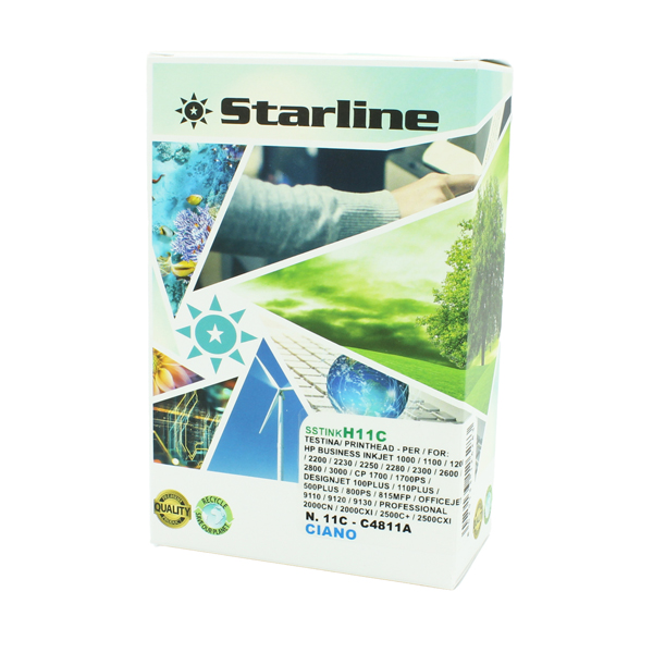  Starline - Testina Ink Compatibile per HP N 11 - Ciano - C4811A 