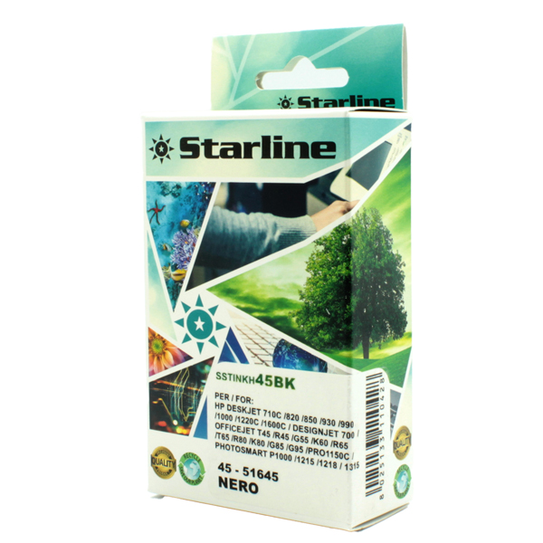  Starline - Cartuccia ink Compatibile - per HP 45 - Nero -42ml 