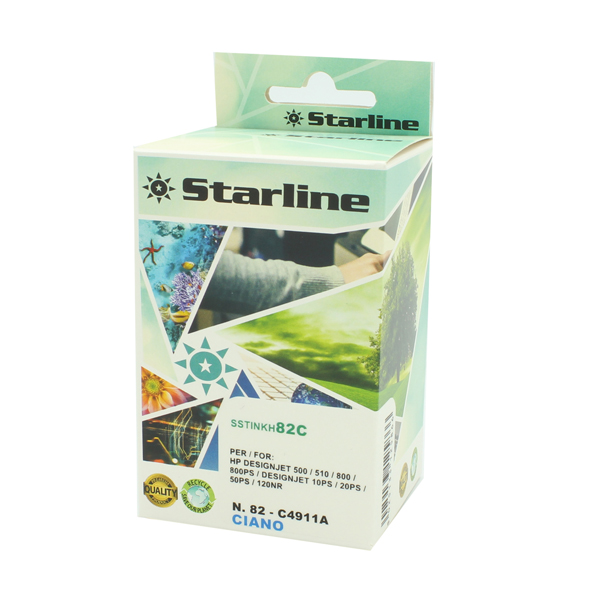  Starline - Cartuccia ink Compatibile per HP N.82 - Ciano - 69ml 