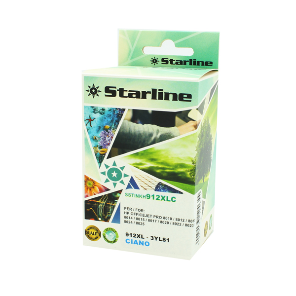  Starline - Cartuccia Ink Compatibile per HP 912 XL - Ciano - 58ml 