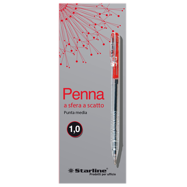  Penna a sfera a scatto - punta 1,0mm - rosso - Starline - conf. 20 pezzi 
