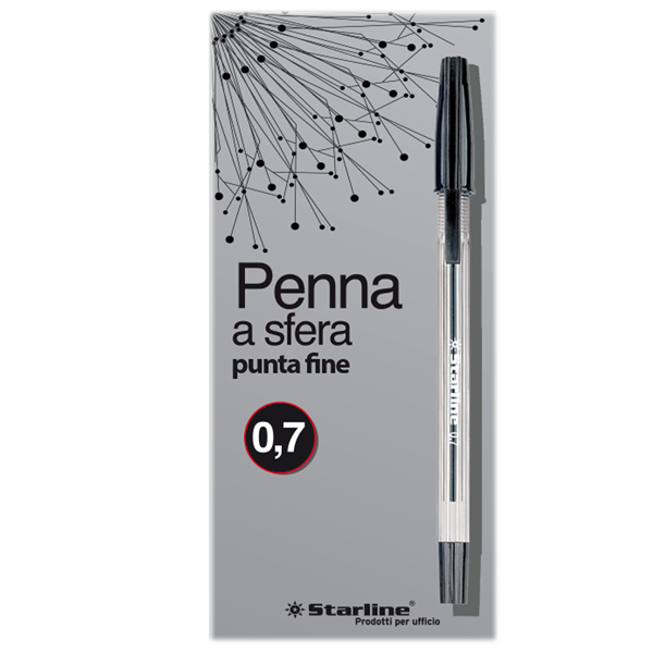 Penna a sfera con cappuccio - punta fine 0,7mm - nero - Starline - conf.50 pezzi 