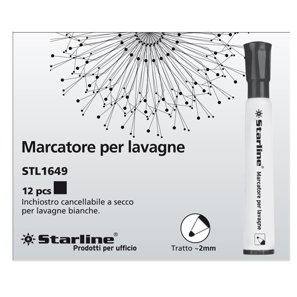  Marcatore per lavagne cancellabili Starline - punta tonda 2,0mm - nero - Starline 