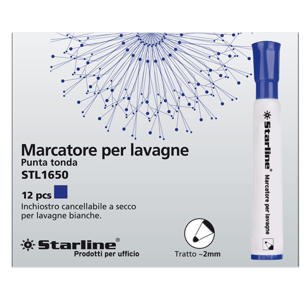  Marcatore per lavagne cancellabili Starline - punta tonda 2,0mm - blu - Starline 