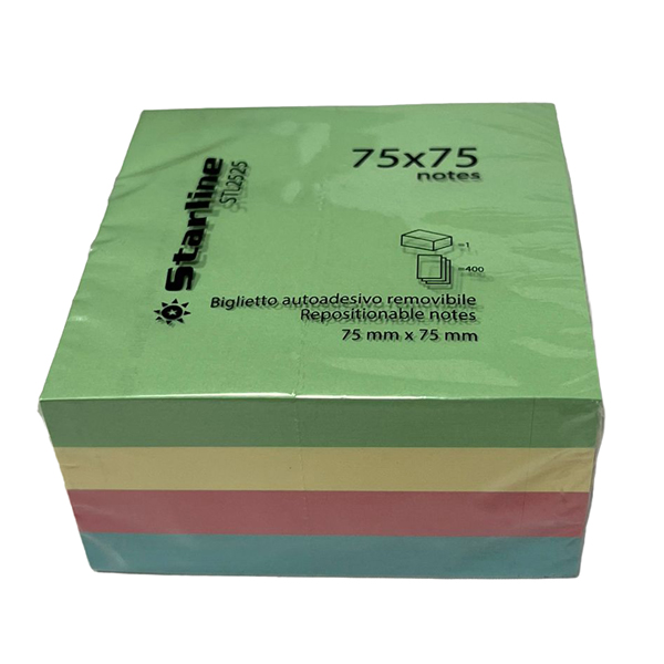  Biglietti adesivi Cubo - assortito tenue - 75 x 75mm - 70gr - 400 fogli - Starline 