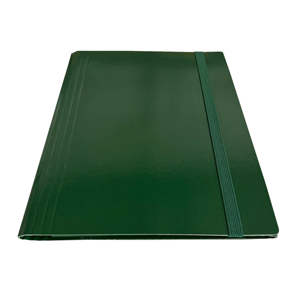  Cartella 3 lembi con elastico piatto - A4 -dorso variabile - verde - Starline 