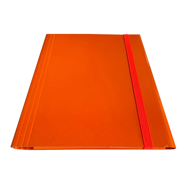  Cartella 3 lembi con elastico piatto - A4 - dorso variabile - arancio - Starline 