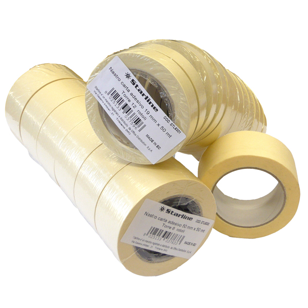  Nastro adesivo - 25 mm x 50 m - carta - beige - Starline 
