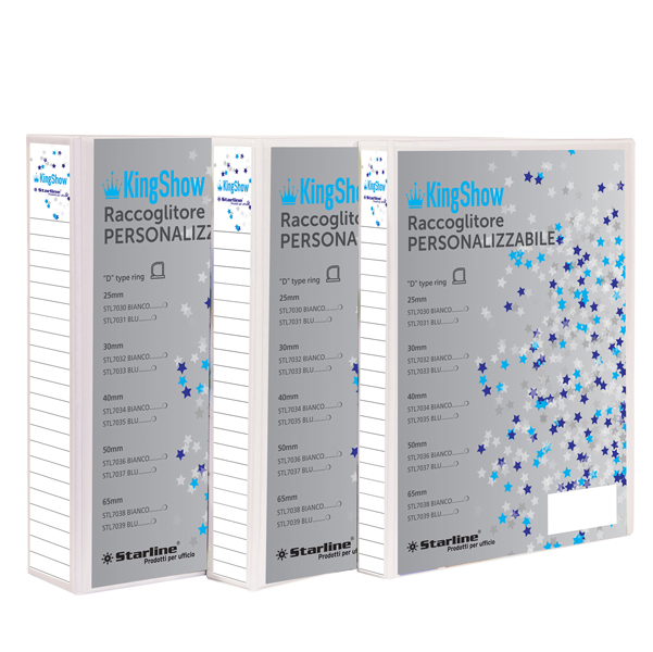  Raccoglitore personalizzabile KingShow - 22 x 30 cm - 4 anelli a D 25 mm - dorso 4 cm - bianco - Starline 