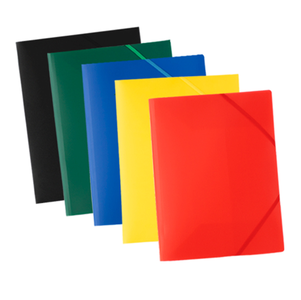  Cartellla 3 lembi con elastico angolare ECO - 24 x 32 cm - PP - colori assortiti - Starline 